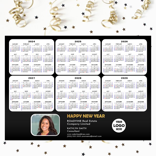 2024 - 2029 Calendar Business Photo Black Magnetic (Criador carregado)