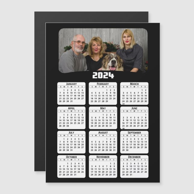 2024 - Add Your Photo - Calendar - Black and White (Frente/Verso)