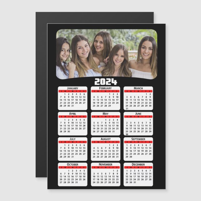 2024 - Add Your Photo - Calendar - Red (Frente/Verso)