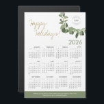 2024 Modern Wreath Your Logo here Calendar<br><div class="desc">Extend your Holiday greetings and thank your clients, employees and customers with these modern and customizable Christmas Corporate Holiday magnetic 2024 calendar cards. Replace the logo with your own branding, personalize the message, Featuring my modern wreath illustration in gold, green, and the words "Happy Holidays" in a gold color hue...</div>