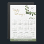 2024 Modern Wreath Your Logo here Calendar<br><div class="desc">Extend your Holiday greetings and thank your clients, employees and customers with these modern and customizable Christmas Corporate Holiday magnetic 2024 calendar cards. Replace the logo with your own branding, personalize the message, Featuring my modern wreath illustration in gold, green, and the words "Happy Holidays" in a gold color hue...</div>