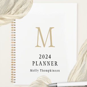 2024 Monograma Simples Nome Inicial Planejador Bra