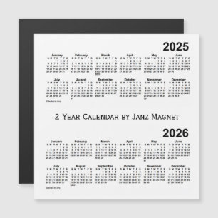 2025-2026 branco calendário de 2 anos pelo ímã 