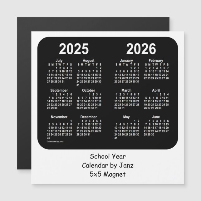 2025-2026 Calendário das Escolas Negra e Branca de (Frente/Verso)