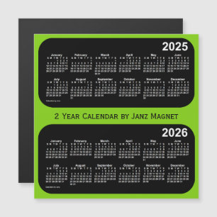 2025-2026 verde amarelo calendário de 2 anos por