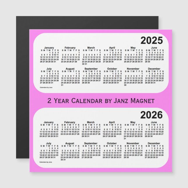 2025-2026 Violet 2 Year Calendar da Janz Magnet (Frente/Verso)