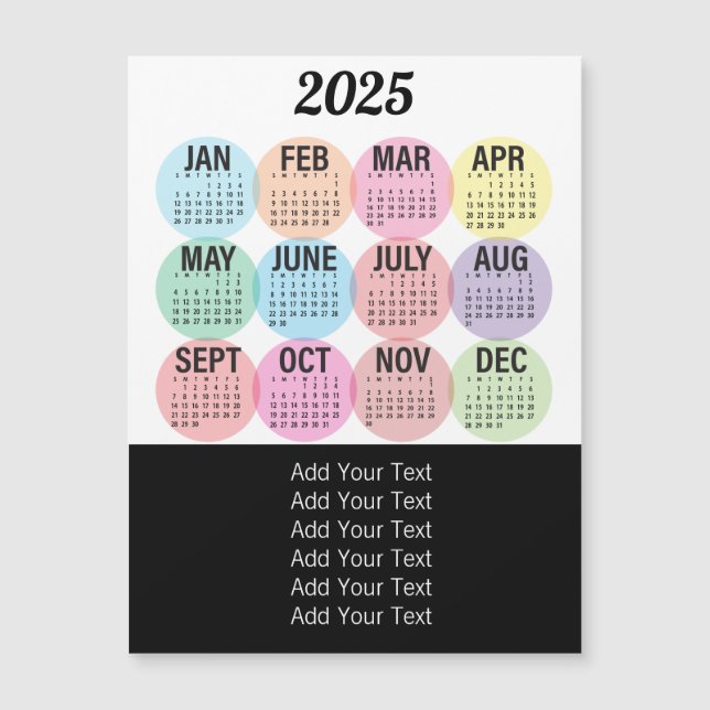 2025 - Calendário Mensal Colorido (Frente)