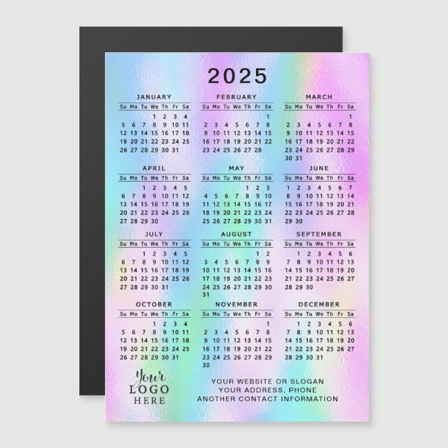 2025 Grelha Holográfica de Calendário Magnético (Frente/Verso)