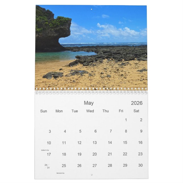 2026 12-Meses de calendário dos oceanos Okinawanos (Maio 2026)