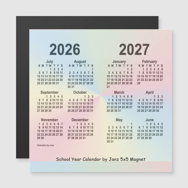 2026-2027 Calendário do Ano Escolar Rainbow por Ja (Frente/Verso)