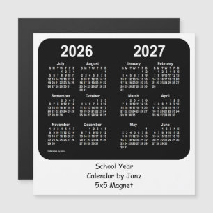 2026-2027 calendário preto e branco da escola por