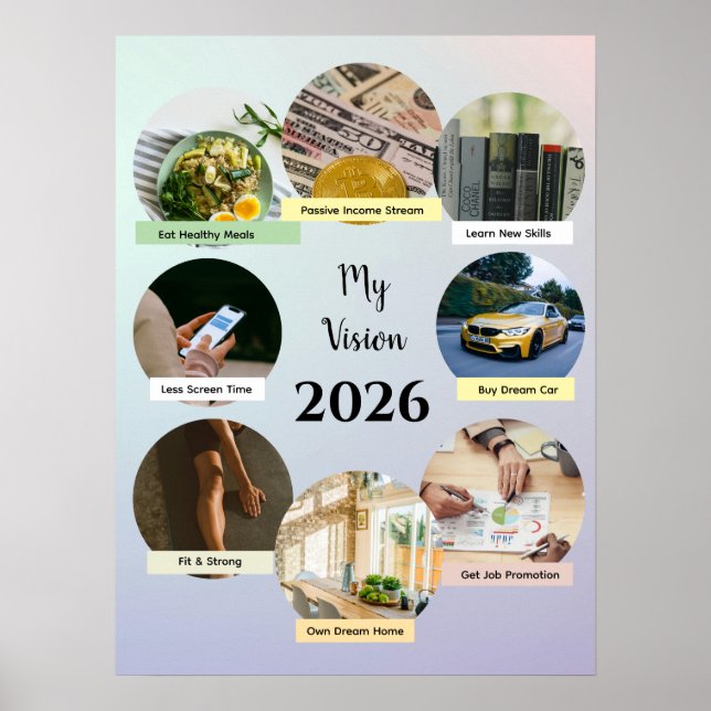 2026 Aesthetic Pastel Circles Vision Poster (Frente)
