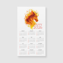 2026 Ano do Calendário Magnético do Cavalo de Fogo