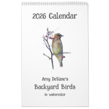 2026 Aves do Quintal no Calendário de Aquarelas
