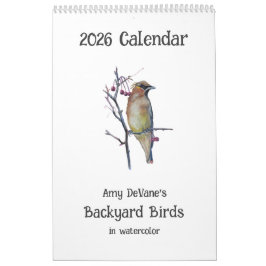 2026 Aves do Quintal no Calendário de Aquarelas