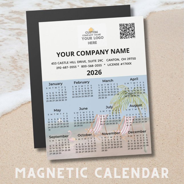2026 Beach Magnet Calendar Business Logo Código QR (Criador carregado)