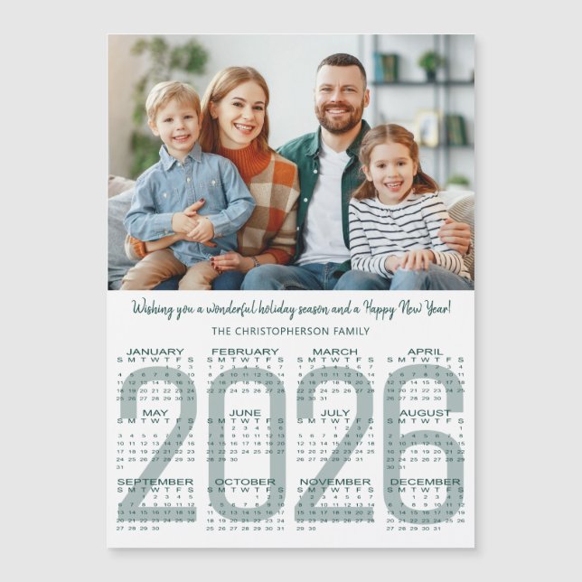 2026 Calendar Custom Color Modern Christmas Card (Frente)