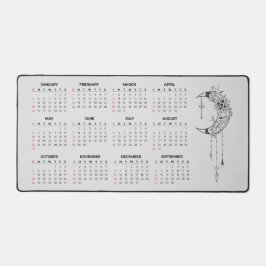 2026 Calendar Desk Mat - Celestial Moon & Floral 