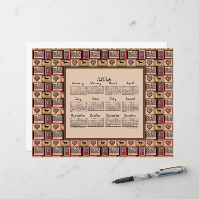 2026 Calendar Dressage Horse Collage (Frente/Verso In Situ)