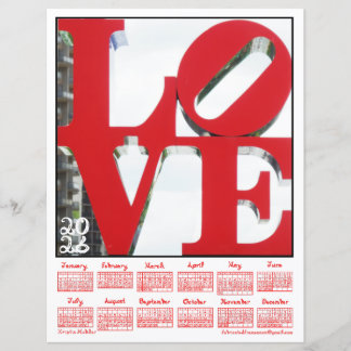 2026 Calendar LO VE Love Park Photo Fabric Font 