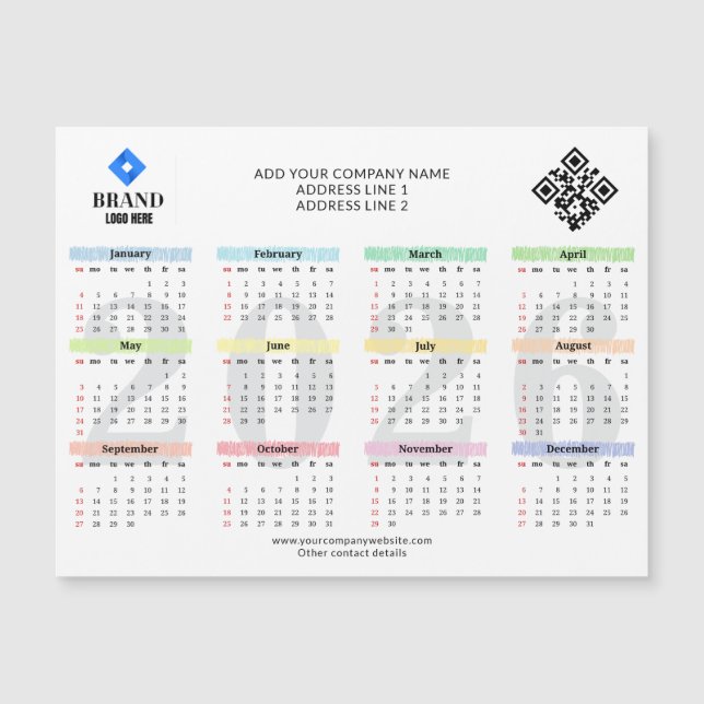 2026 Calendar Logo QR Code Modern Business Promo (Frente)