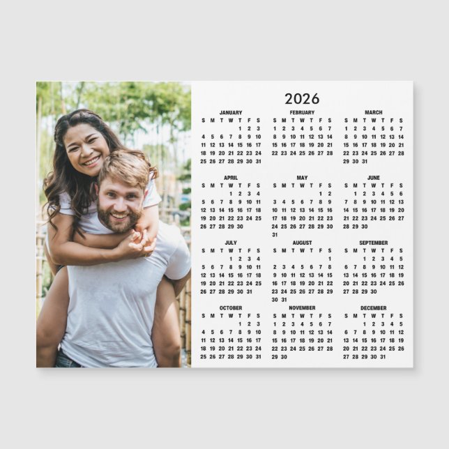 2026 Calendar Modern Simple Photo Magnet (Frente)