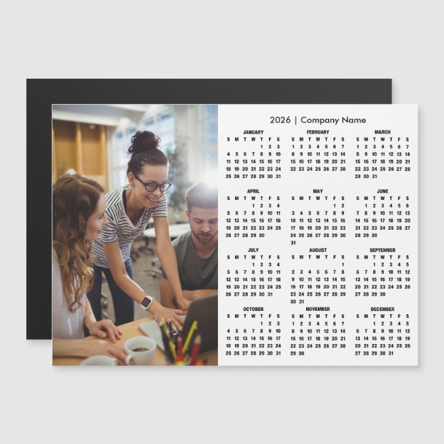 2026 Calendar Personalized Business Photo Magnet (Frente/Verso)