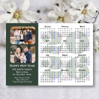 2026 Calendário 2 Foto Magnética Verde Moderna Sag