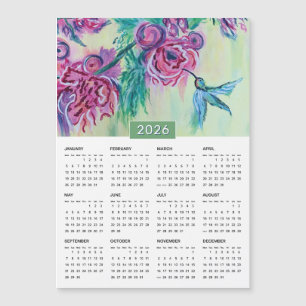 2026 Calendário de Pintura do Hummingbird Verde Ro