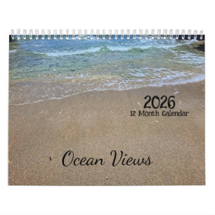 2026 Calendário de Vistas do Oceano de 12 Meses