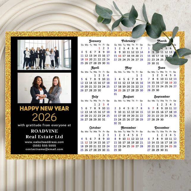 2026 Calendário Dourado Black Business 2 Foto Magn (Criador carregado)