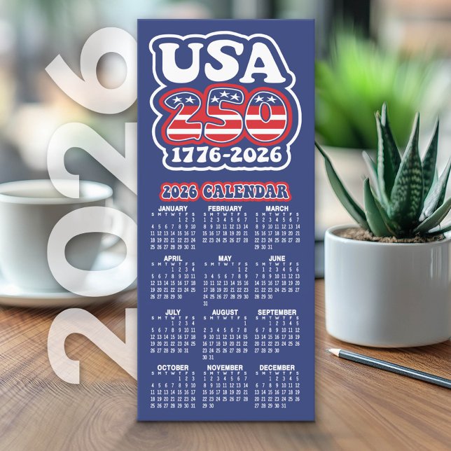 2026 Calendário EUA 250 América 1776-2026 (2026 Calendar on Cardstock - Simple, Minimal Design USA 250)