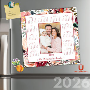 2026 Calendário Magnético de Foto Floral por Blush