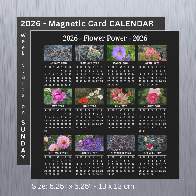 2026 Custom Flower magnetic black Calendar SU (Criador carregado)