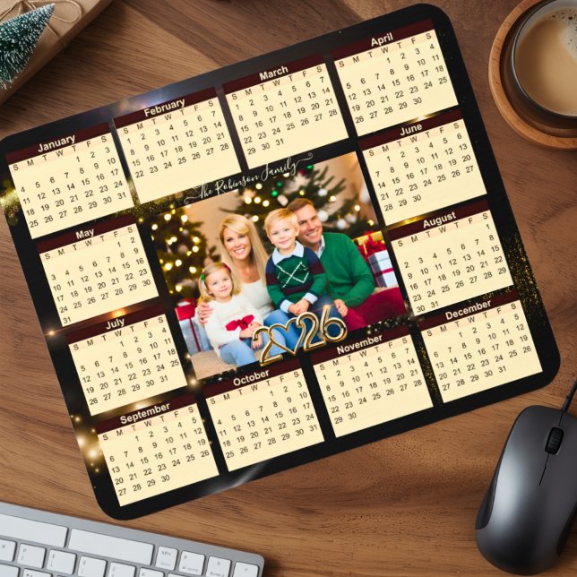  2026 Family photo calendar new year mousepads (Criador carregado)