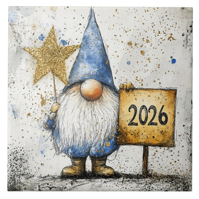 2026, Feliz Ano Novo, gnomo, (Frente)