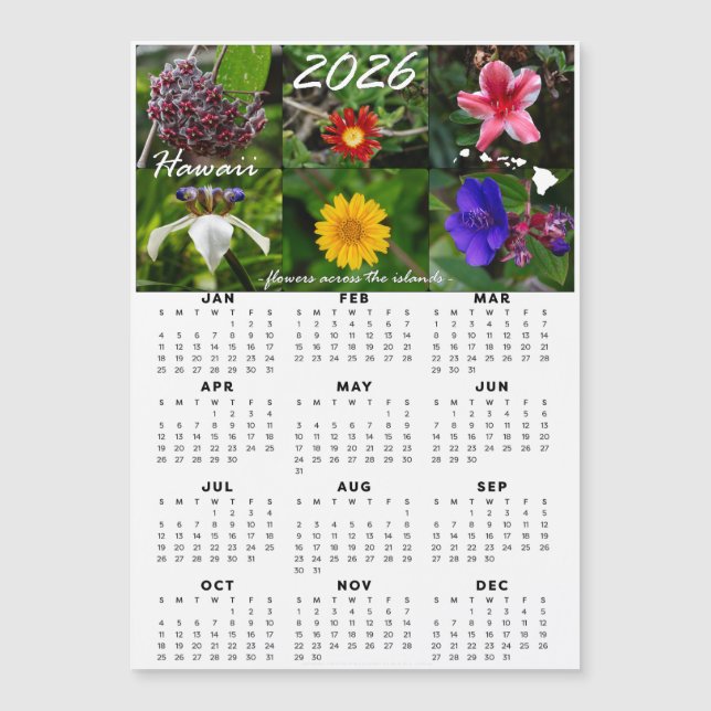2026 Hawaiian Flower Calendar (Magnetic) (Frente)