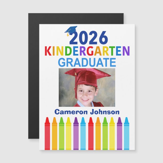 2026 Kindergarten Graduation Photo Magnetic Card (Frente/Verso)