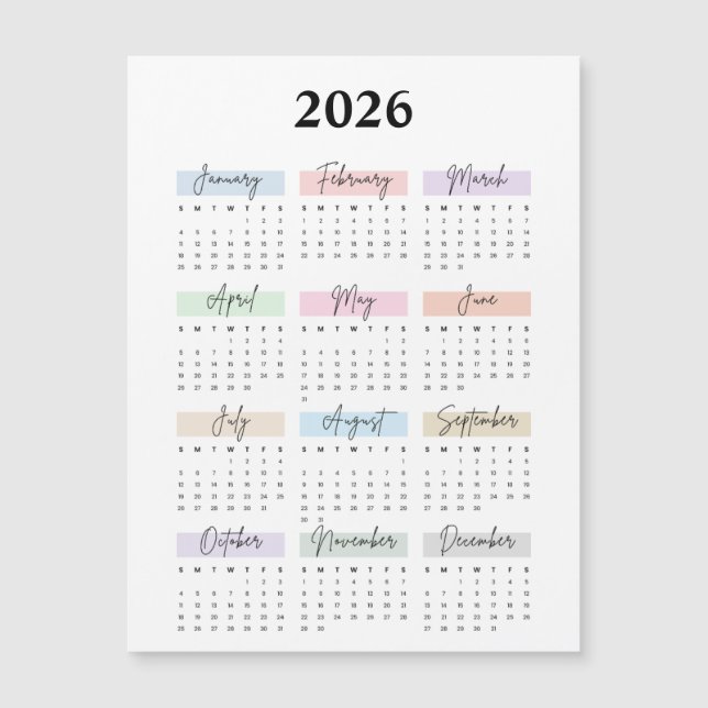 2026 magnet calendar  (Frente)