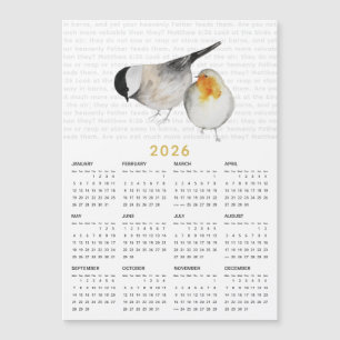 2026 Mateus 6:26 Magneta do Calendário de Aves Aqu