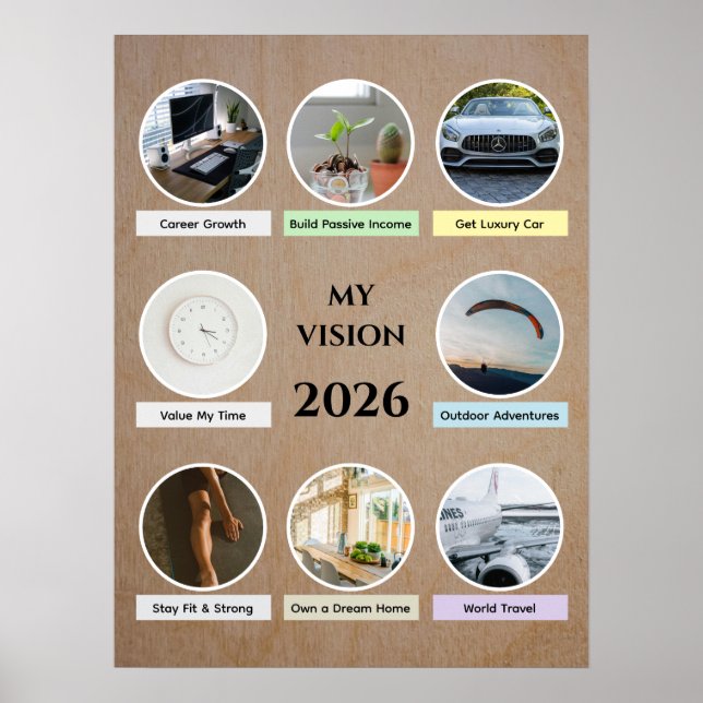 2026 Modern Circle Photo Vision Board Poster (Frente)