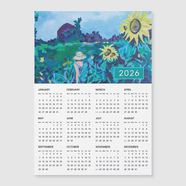 2026 Mulher no Calendário de Pintura em Campo de G (Frente)