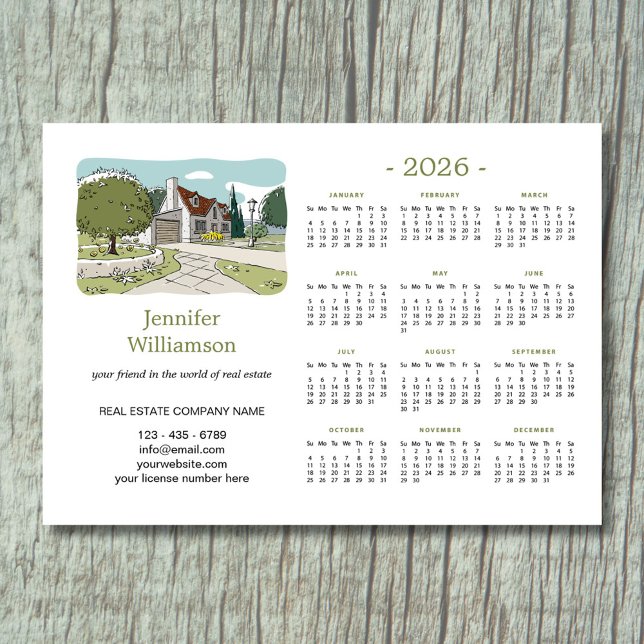 2026 Real Estate Agent Calendar House Magnet (Criador carregado)
