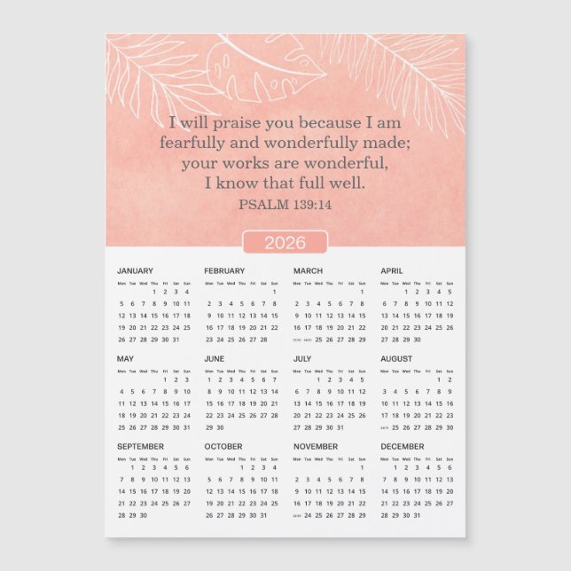 2026 Salmo Cor de Água Rosa 139:14 (Frente)