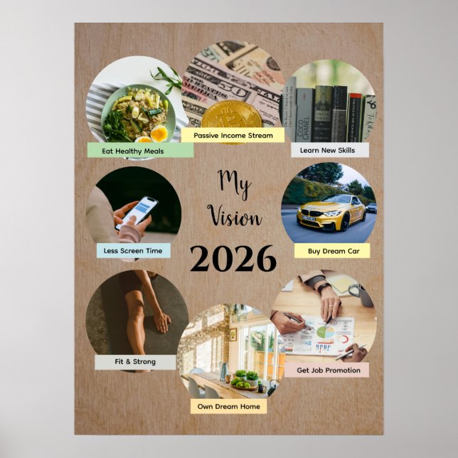 2026 Vision with 8 Floating Photo Circles Poster (Frente)
