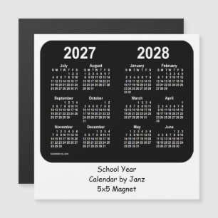 2027-2028 calendário preto e branco da escola por