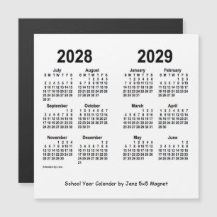 2028-2029 calendário branco do ano escolar por