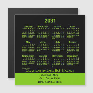 2031: Calendário de negócios verde neon Yellow d