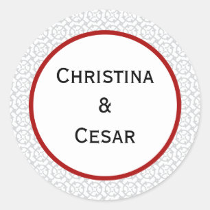 20 - 1,5" Favor Adesivos Cinza Vermelho