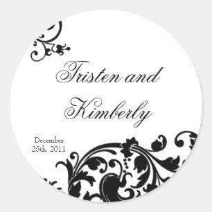 20 - 1,5" preto Filig floral branco das etiquetas